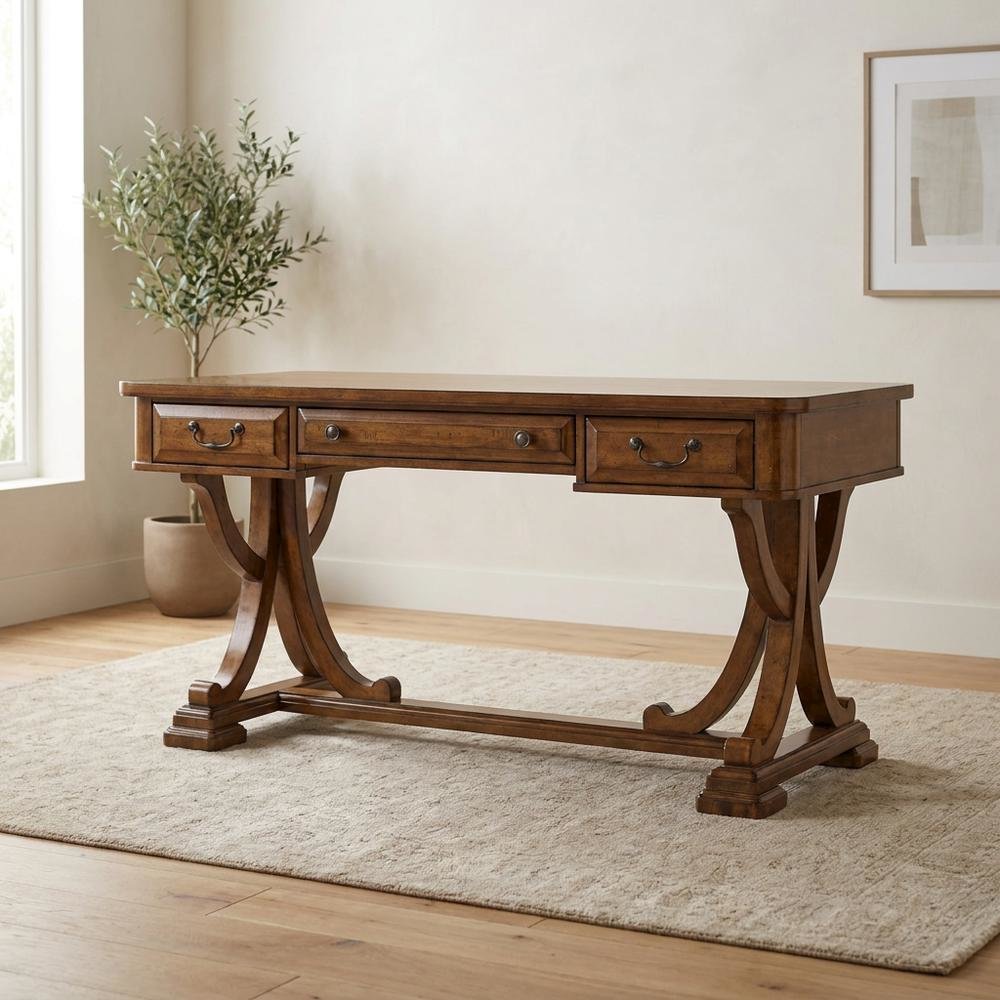 Alder Veneer Writing Desk, Brown. Picture 3