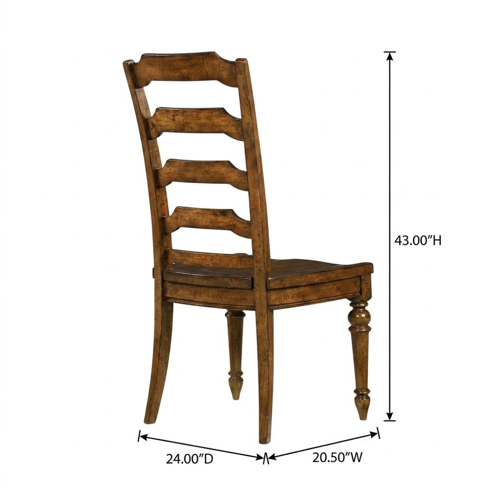 Alder Veneer Ladderback Wooden Dining Chair with Distressed Finish, Brown. Picture 5