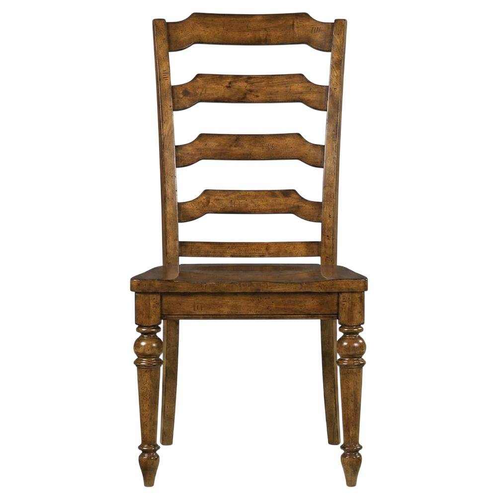 Alder Veneer Ladderback Wooden Dining Chair with Distressed Finish, Brown. Picture 1