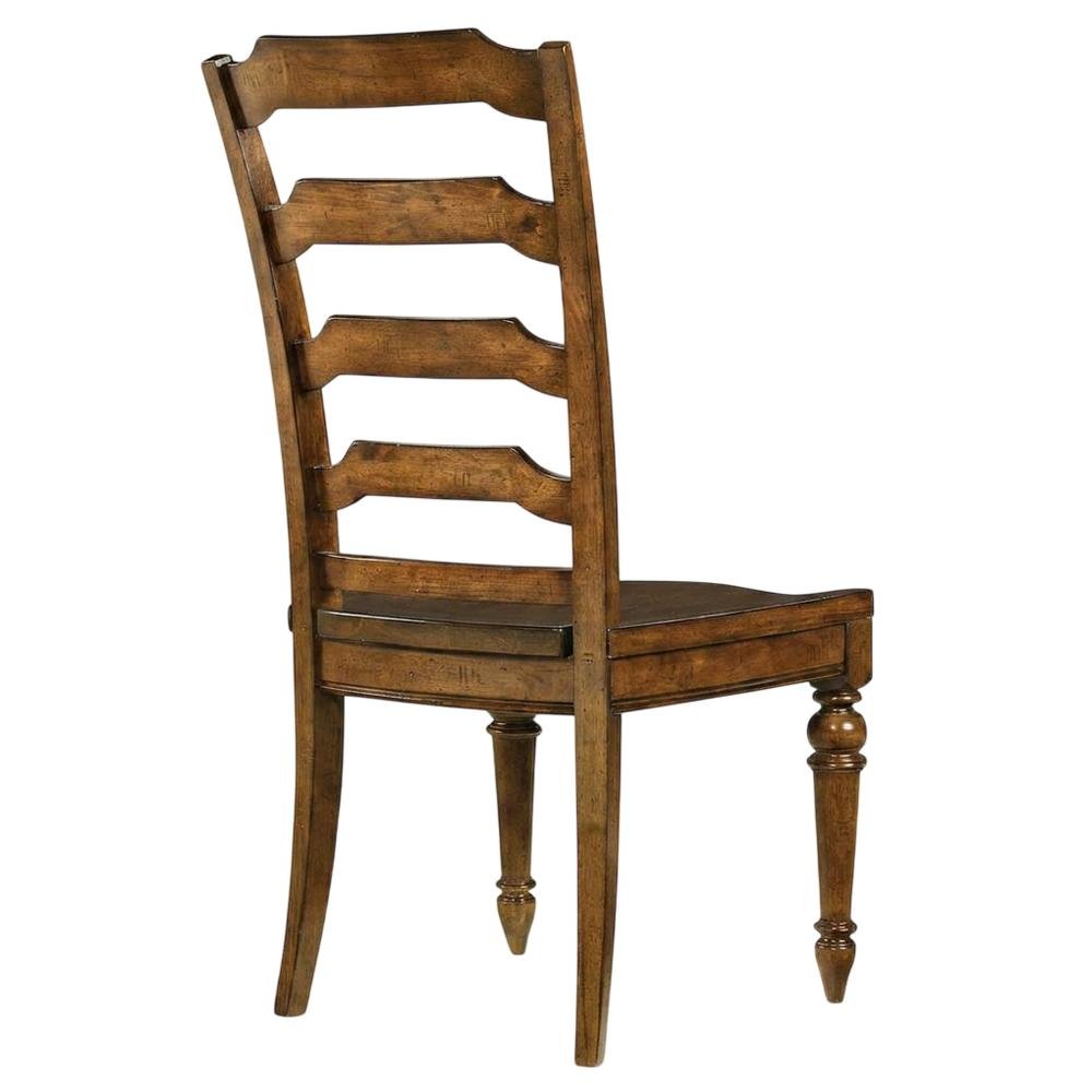 Alder Veneer Ladderback Wooden Dining Chair with Distressed Finish, Brown. Picture 4