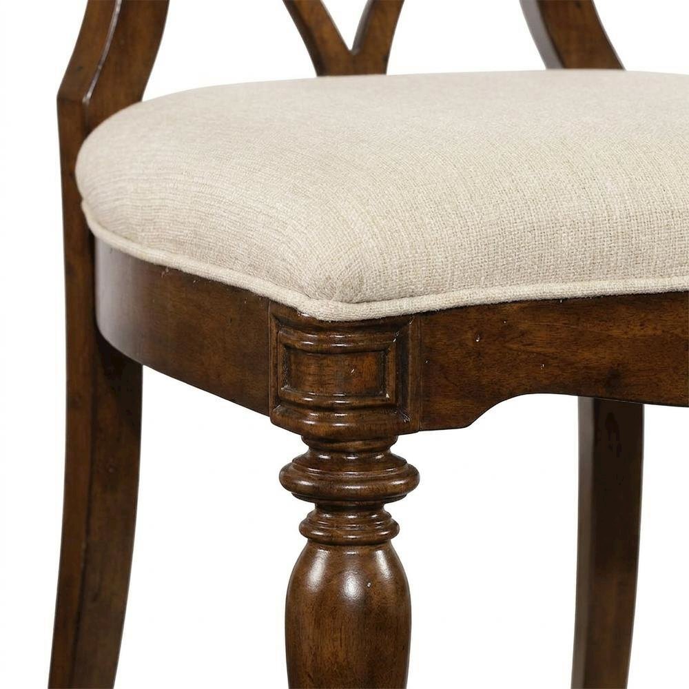 Fabric-Upholstered Splatback Dining Side Chair with High Back, Mahogany. Picture 7