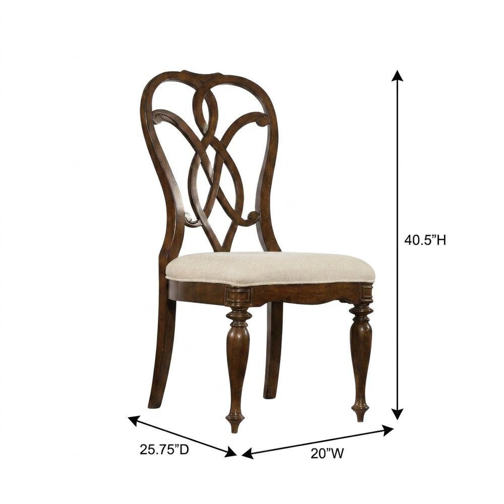 Fabric-Upholstered Splatback Dining Side Chair with High Back, Mahogany. Picture 5