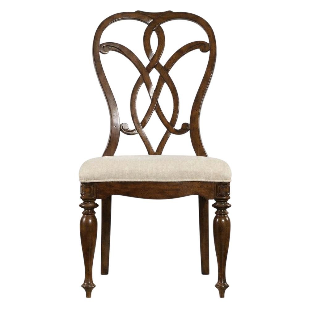 Fabric-Upholstered Splatback Dining Side Chair with High Back, Mahogany. Picture 1