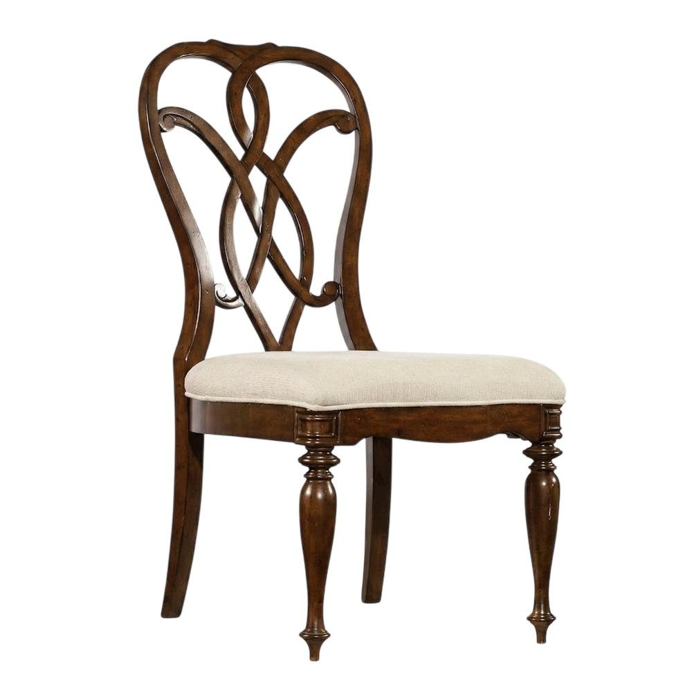 Fabric-Upholstered Splatback Dining Side Chair with High Back, Mahogany. Picture 4
