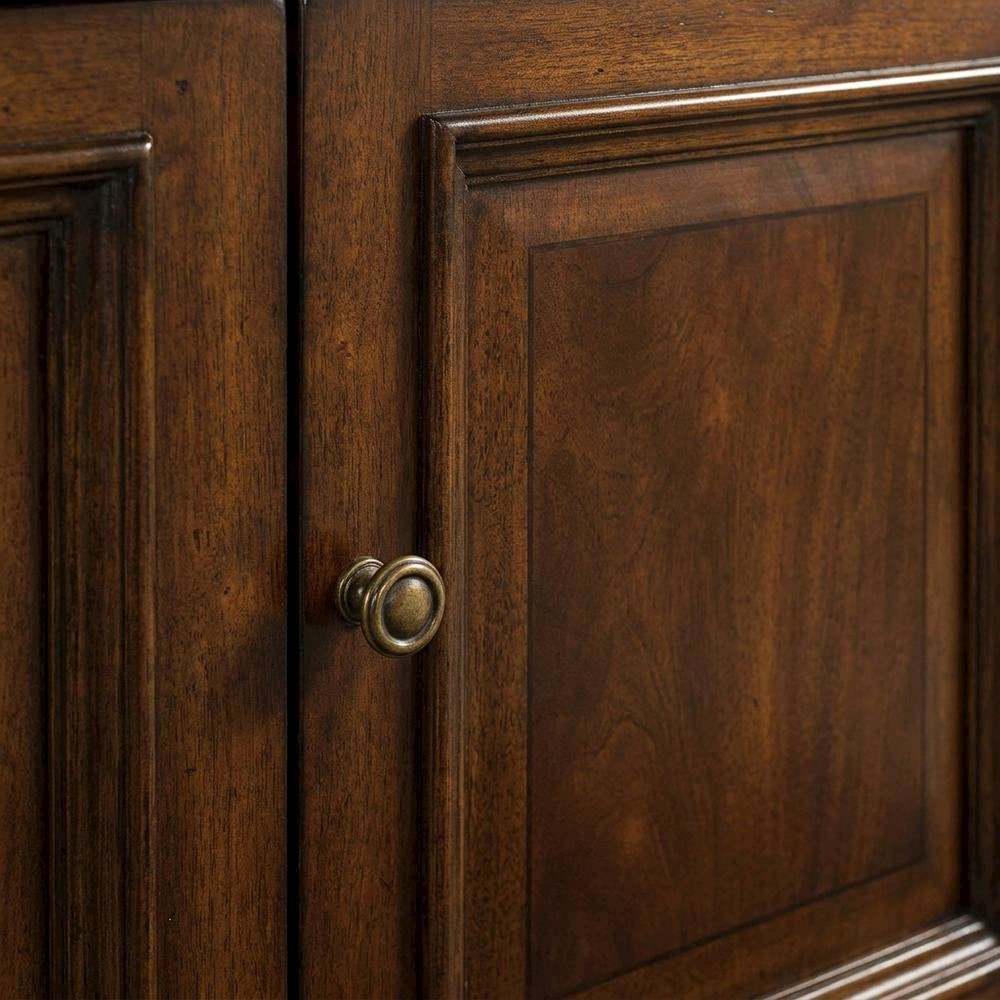 Mahogany Veneer Buffet with Distressed Cathedral Swirl Finish, Drawers, Brown. Picture 6