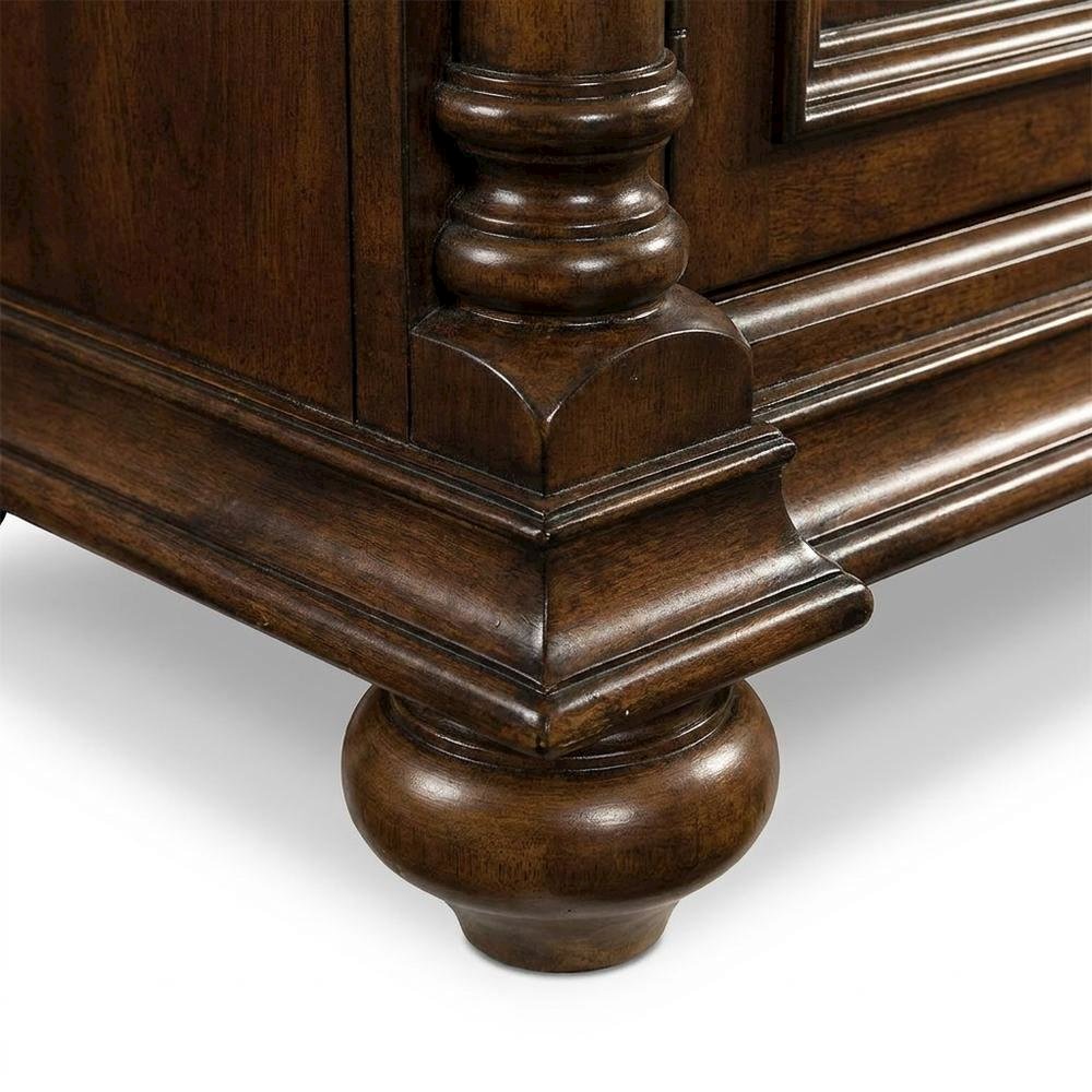 Mahogany Veneer Buffet with Distressed Cathedral Swirl Finish, Drawers, Brown. Picture 7