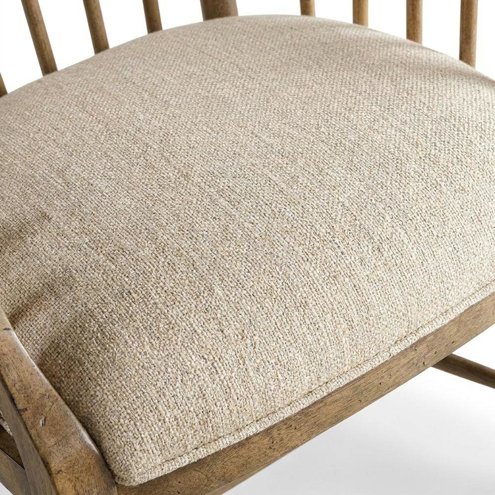 Fabric-Upholstered Dining Chair with Tall Spindle Arms and Wood Frames, Brown. Picture 6