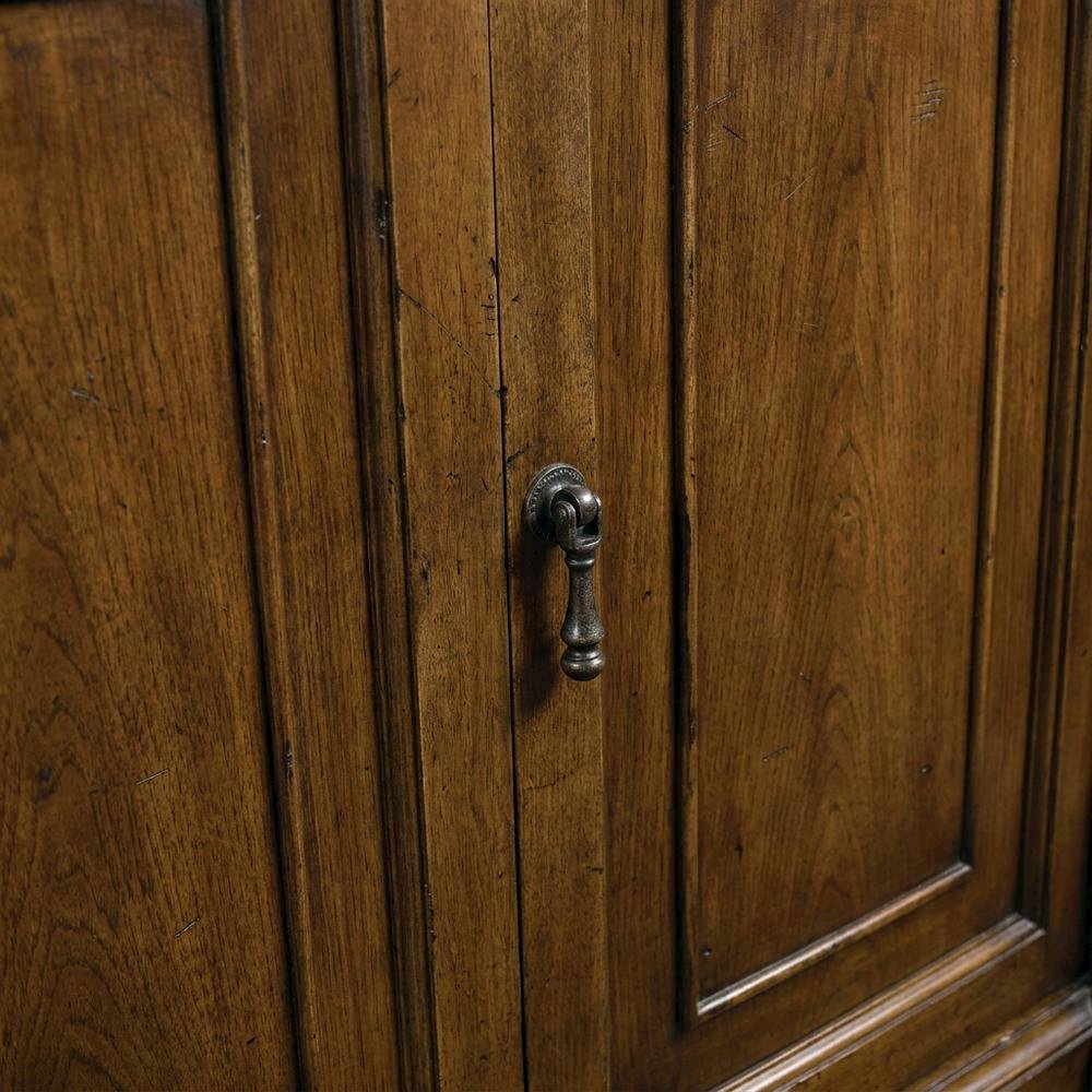 Pecky Pecan Veneer Sideboard, Rustic Sideboard Buffet Cabinet, Brown. Picture 6
