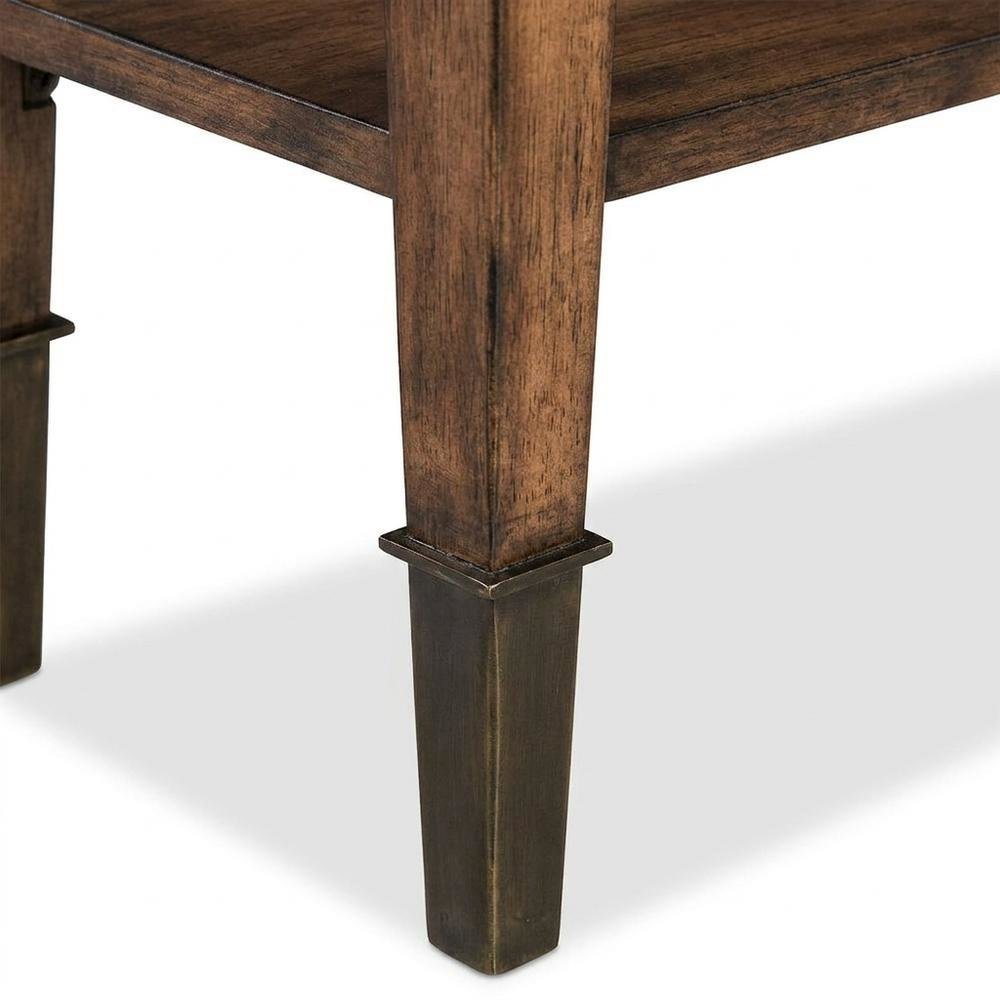 Acacia Wood Skinny Console Table with Drawers for Entryway with Storage, Brown. Picture 7