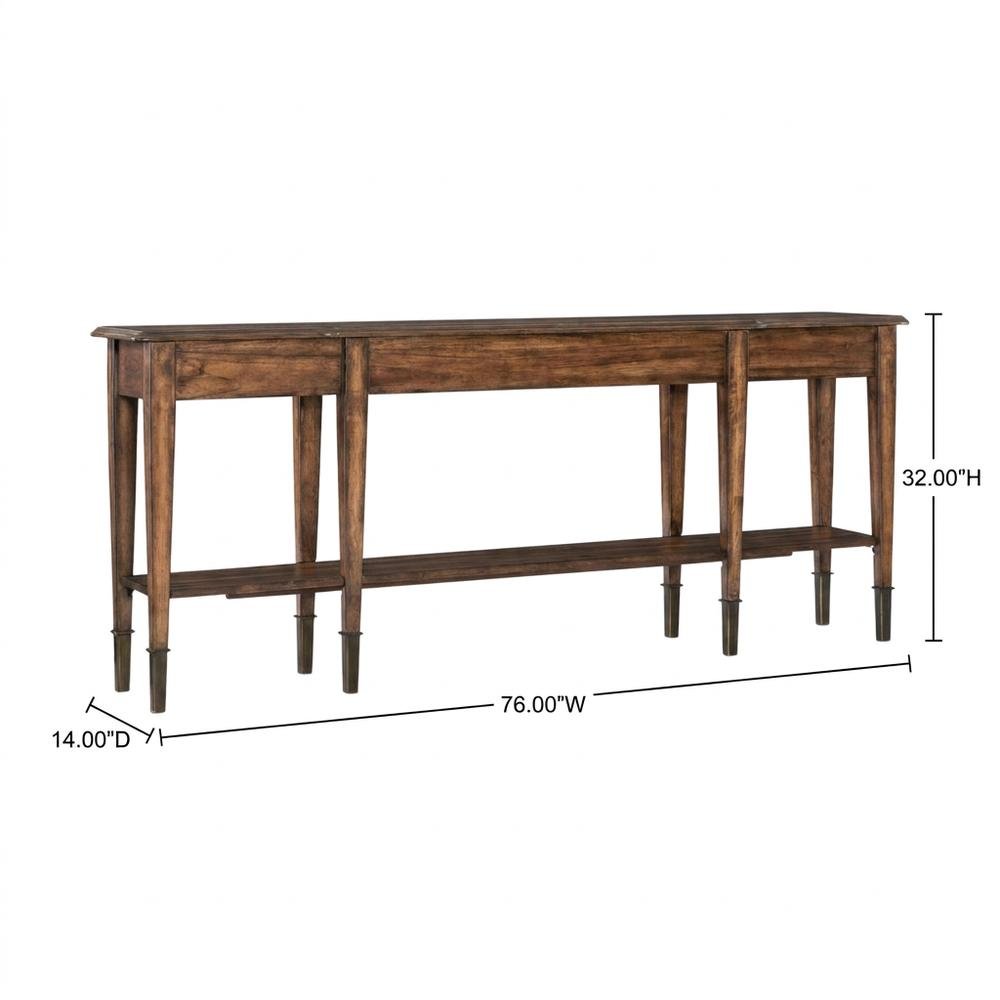 Acacia Wood Skinny Console Table with Drawers for Entryway with Storage, Brown. Picture 5
