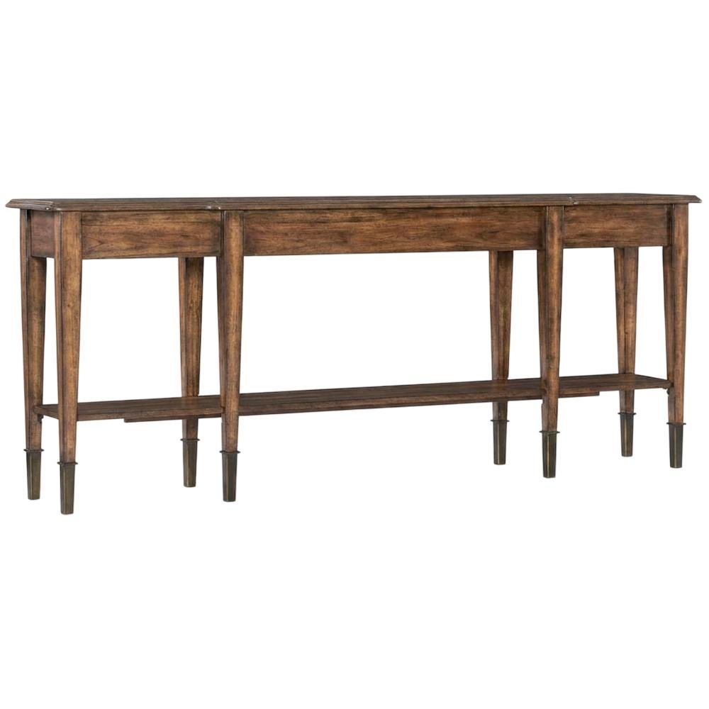 Acacia Wood Skinny Console Table with Drawers for Entryway with Storage, Brown. Picture 4