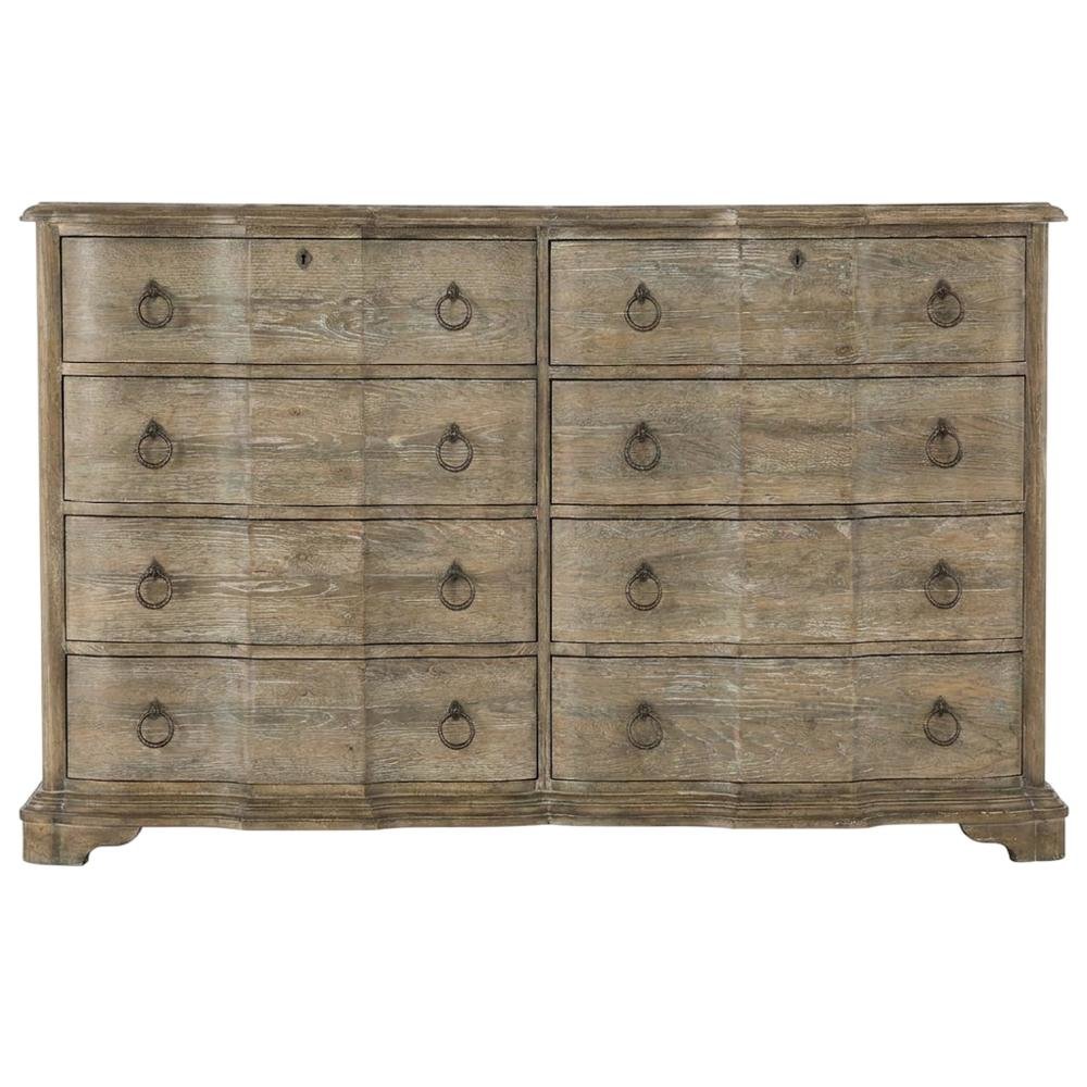 Poplar and Cedar Veneer Dresser with 8 Drawers, Distressed Wood Finish, Brown. Picture 1