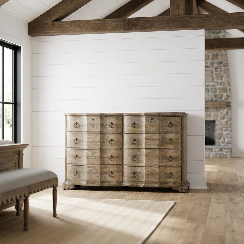 Poplar and Cedar Veneer Dresser with 8 Drawers, Distressed Wood Finish, Brown. Picture 2
