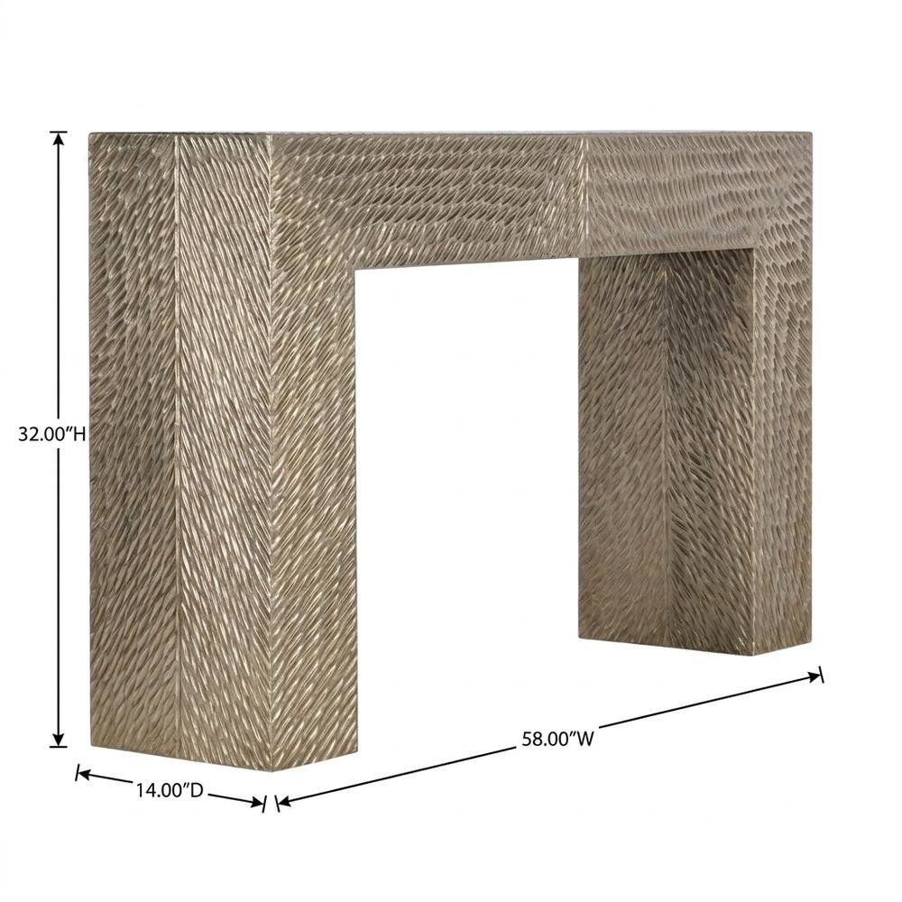 Tivoli German Foil Console Table, Entryway Sofa Table with Wood Frame, Silver. Picture 5