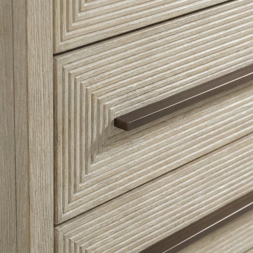 Oak Veneer Transitional Tall Dresser with Metal Accents and Six Drawers, Beige. Picture 6