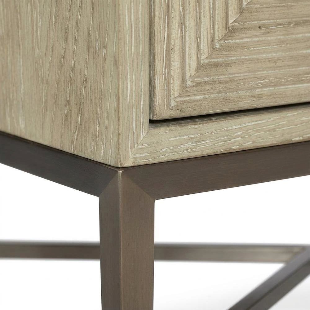 Oak Veneer Night Stand with Three Drawers, Bedside Table with Storage, Beige. Picture 7