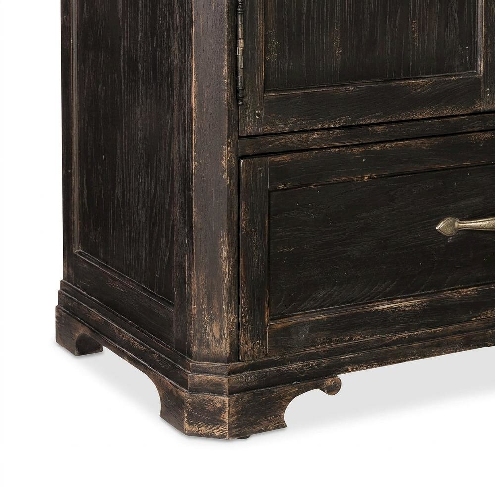 Oak Veneer Armoire Wardrobe Closet with Drawers and Shelves with Storage, Black. Picture 7