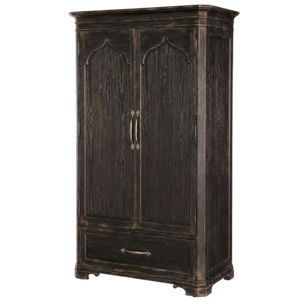 Oak Veneer Armoire Wardrobe Closet with Drawers and Shelves with Storage, Black. Picture 4