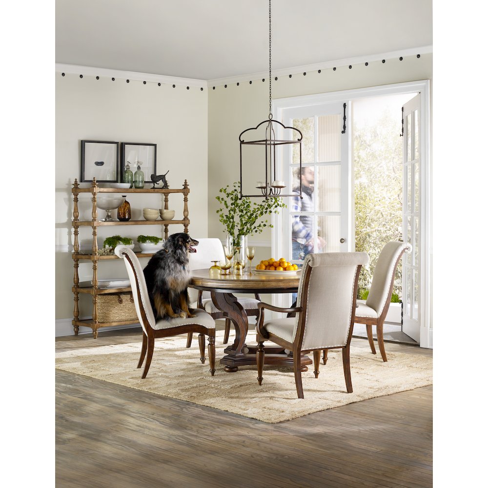 Hooker Furniture Archivist Upholstered Armless Dining Chair in Pecan. Picture 6