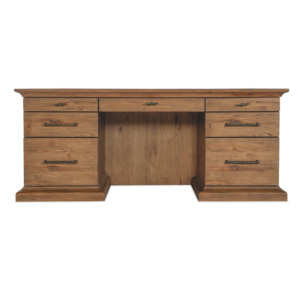 Hooker Furniture Big Sky Wood and Metal Executive Desk in Brown. Picture 4