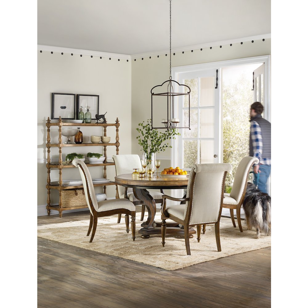 Hooker Furniture Archivist Upholstered Armless Dining Chair in Pecan. Picture 4