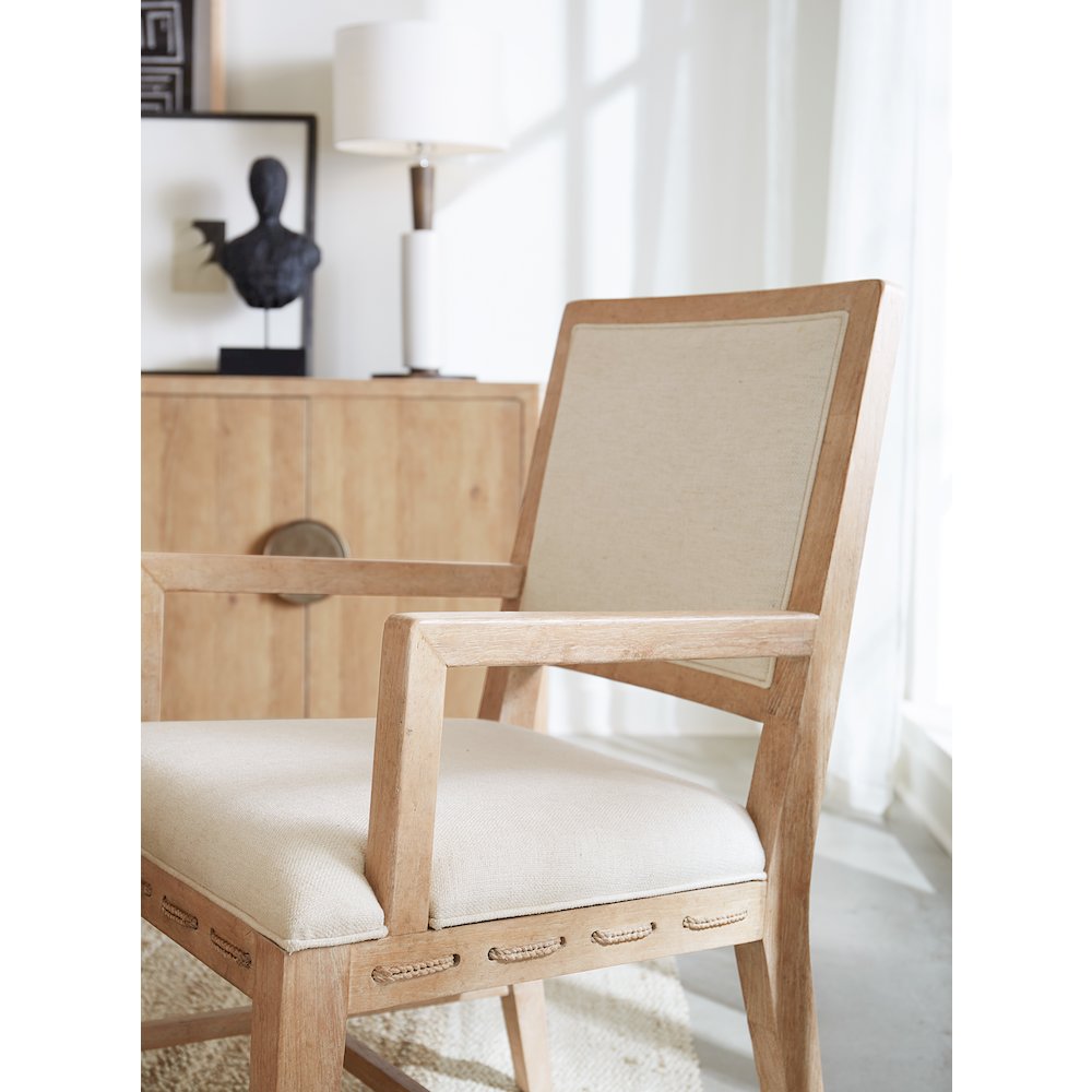 Retreat Cane Back Fabric Upholstered Arm Chair in Beige by Hooker Furniture. Picture 4