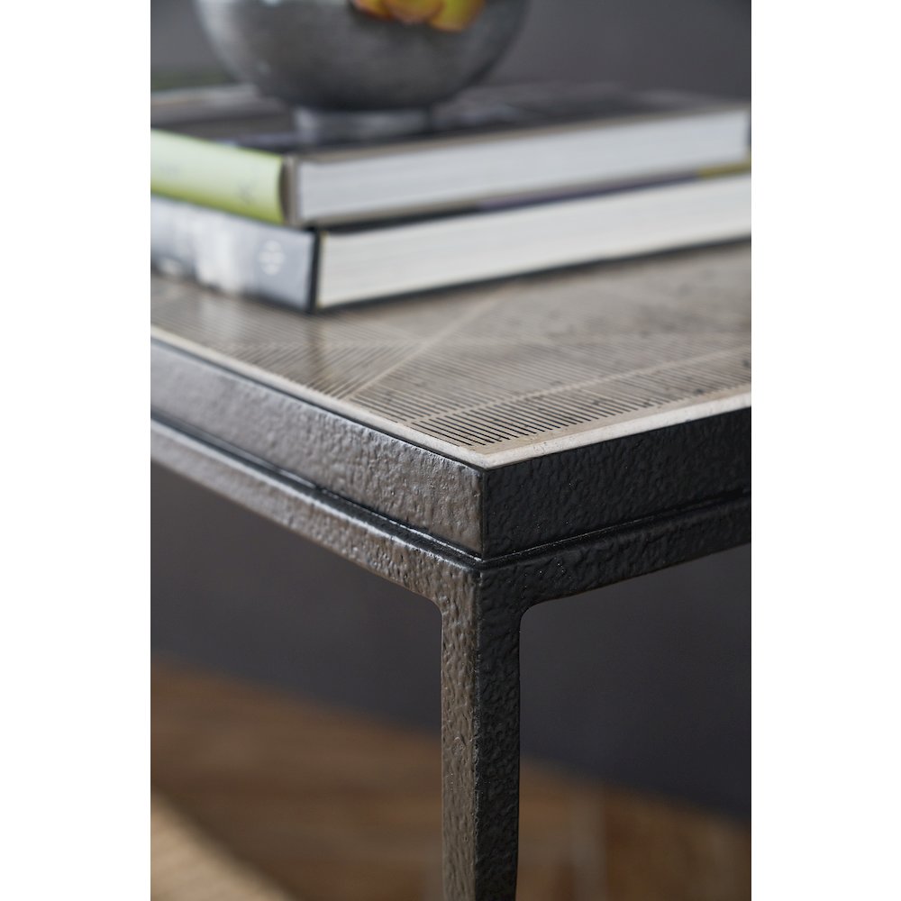 Commerce & Market Metal-Wood-Stone Console Table in Black by Hooker Furniture. Picture 3