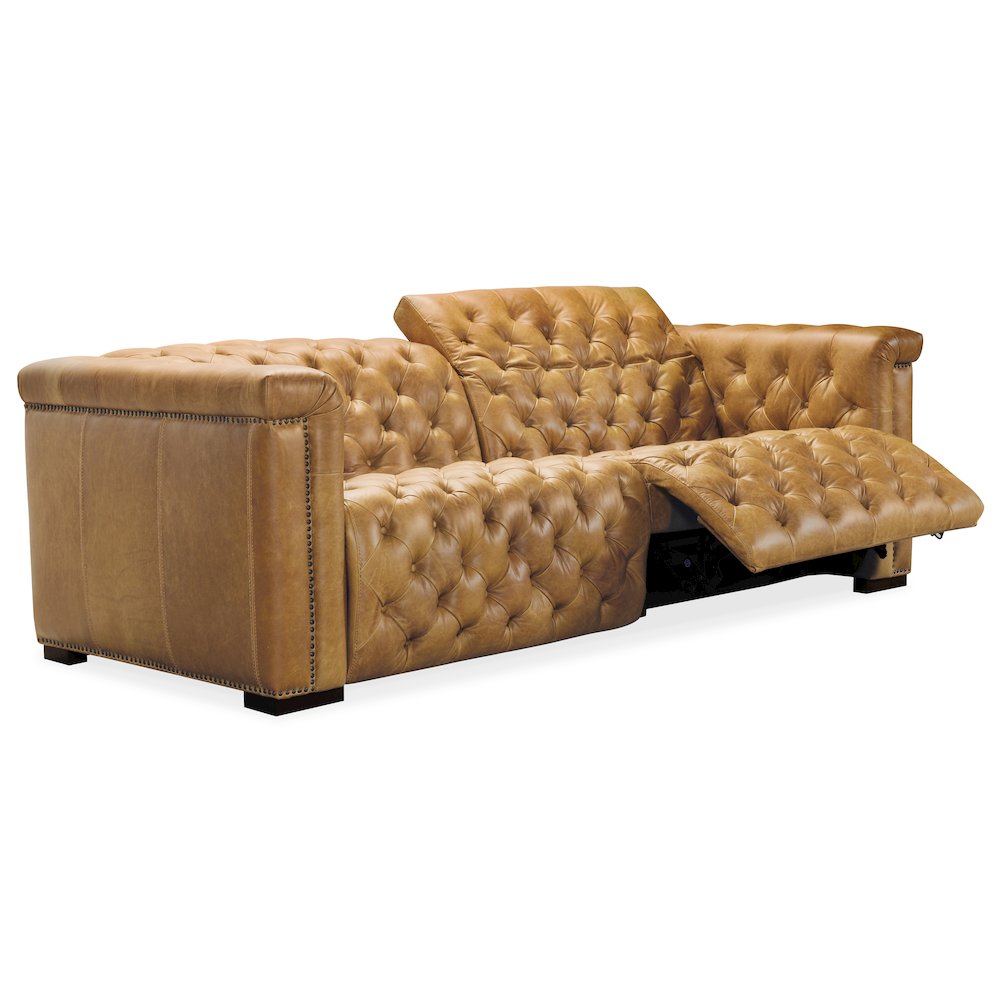 Savion Power Sofa w/ Power Headrest in Tan Leather by Hooker Furniture. Picture 3