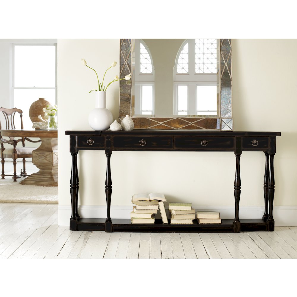 Sanctuary Four-Drawer Thin Console - Ebony. Picture 2