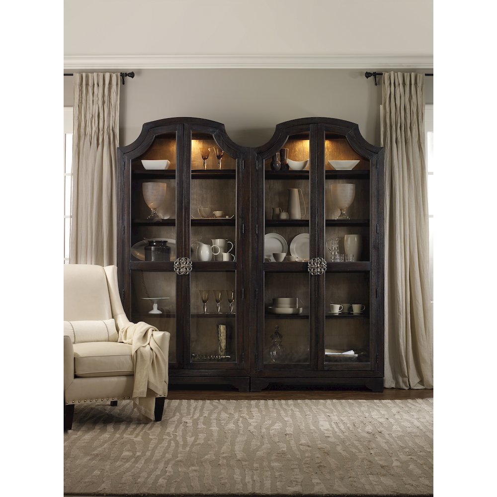 Sanctuary Glass Bunching Curio in Black Antiqued Oak Finish by Hooker Furniture. Picture 3