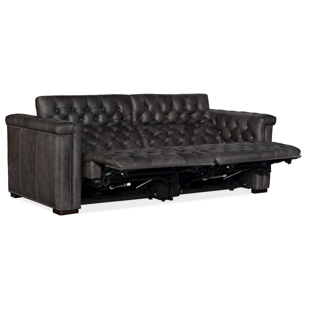 Savion 2 over 2 Sofa with Power Recline & Power Headrest in Gray Leather. Picture 3