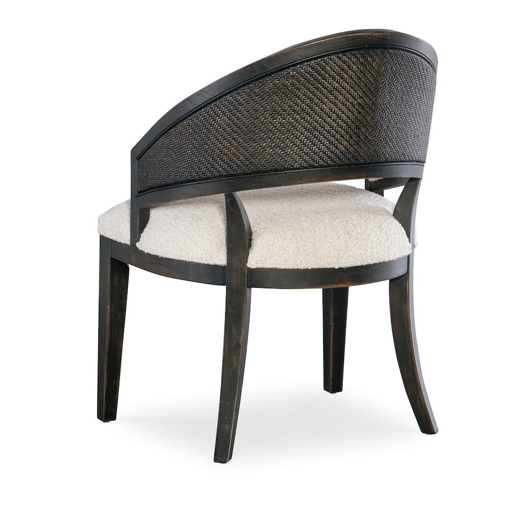 Retreat Cane Barrel Back Fabric Upholstered Chair in Black by Hooker Furniture. Picture 2
