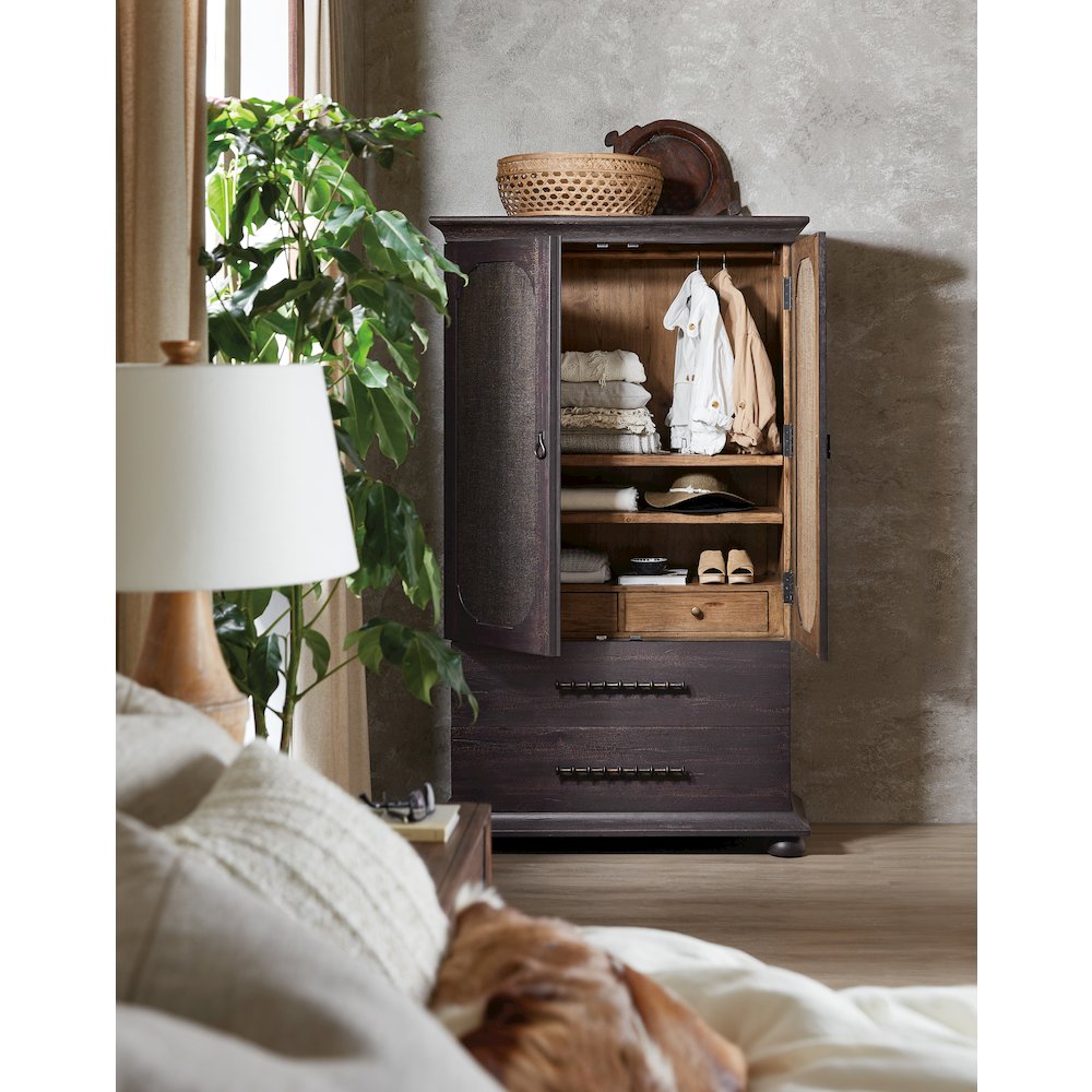 Hooker Furniture Big Sky Veneers Wood Small Wardrobe in Black. Picture 7