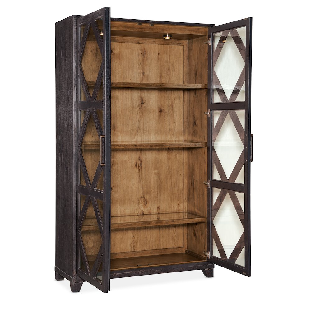 Hooker Furniture Big Sky Veneers and Glass Display Cabinet in Black. Picture 2