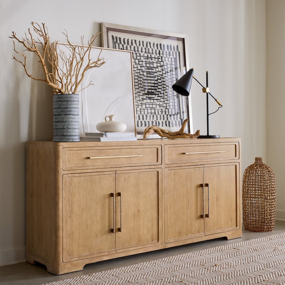 Retreat Buffet in Beige w/ Stone Inlay by Hooker Furniture. Picture 5