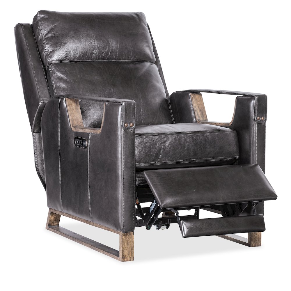 Relic Power Recliner w/Power Headrest in Black Leather by Hooker Furnishings. Picture 4