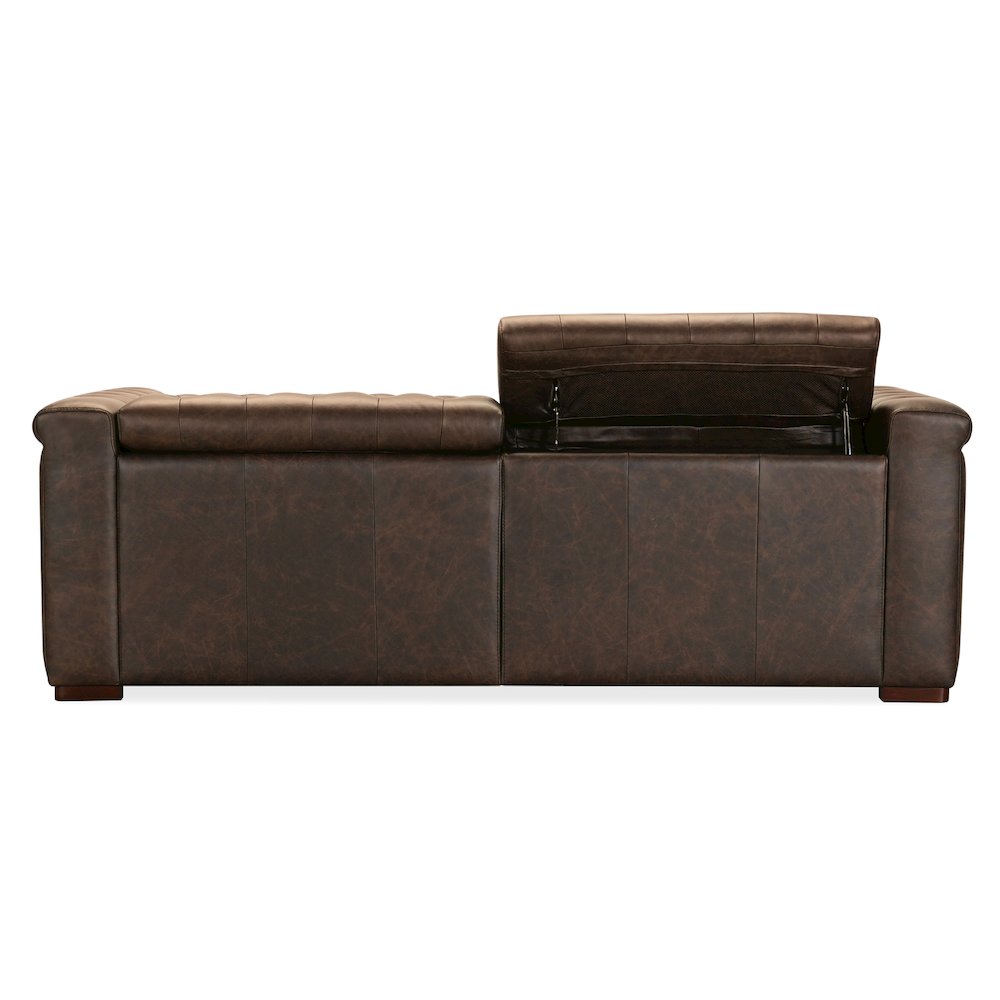 Savion Deux Brown Leather Sofa with Power Recliners and Power Headrests. Picture 2