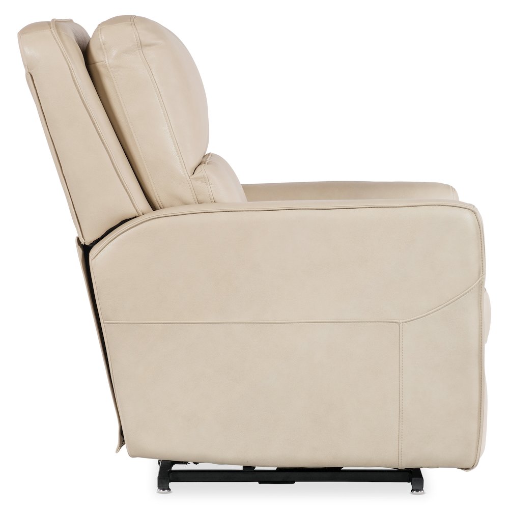 Flynn Power Recliner w/ Pwr Headrest Lumbar and Lift in Beige Leather by Hooker. Picture 6