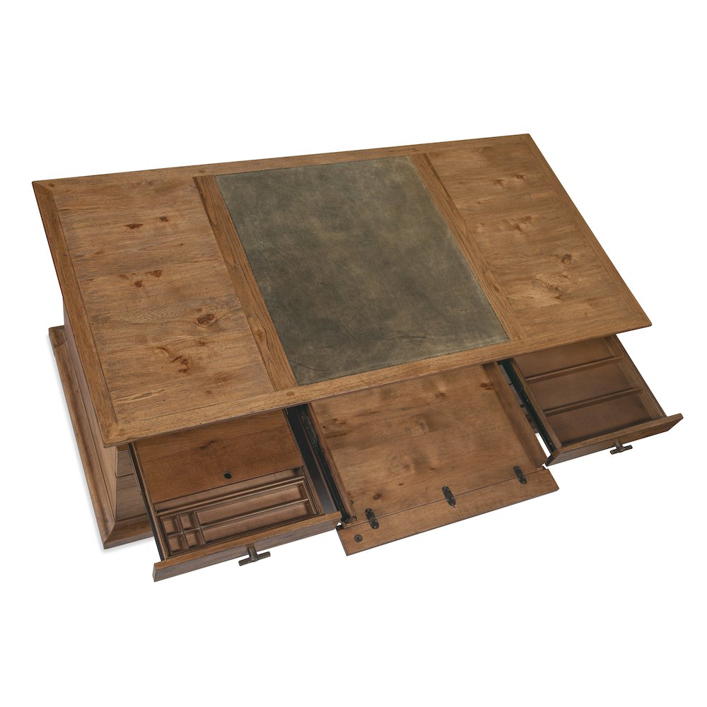 Hooker Furniture Big Sky Wood and Metal Executive Desk in Brown. Picture 6