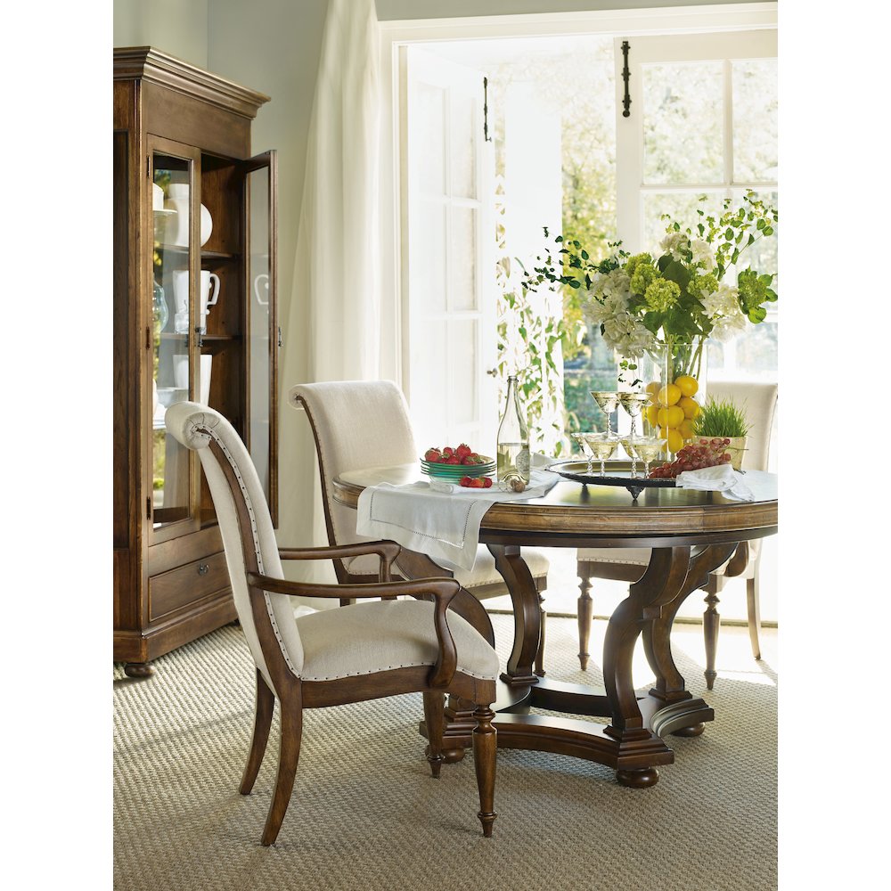 Hooker Furniture Archivist Upholstered Armless Dining Chair in Pecan. Picture 7