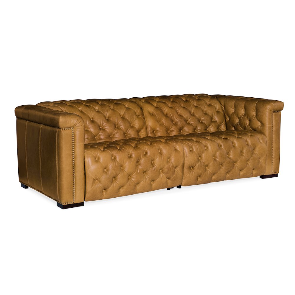 Savion Power Sofa w/ Power Headrest in Tan Leather by Hooker Furniture. Picture 1