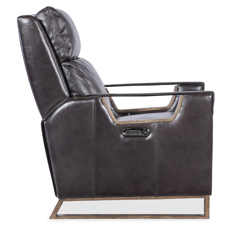 Relic Power Recliner w/Power Headrest in Black Leather by Hooker Furnishings. Picture 5