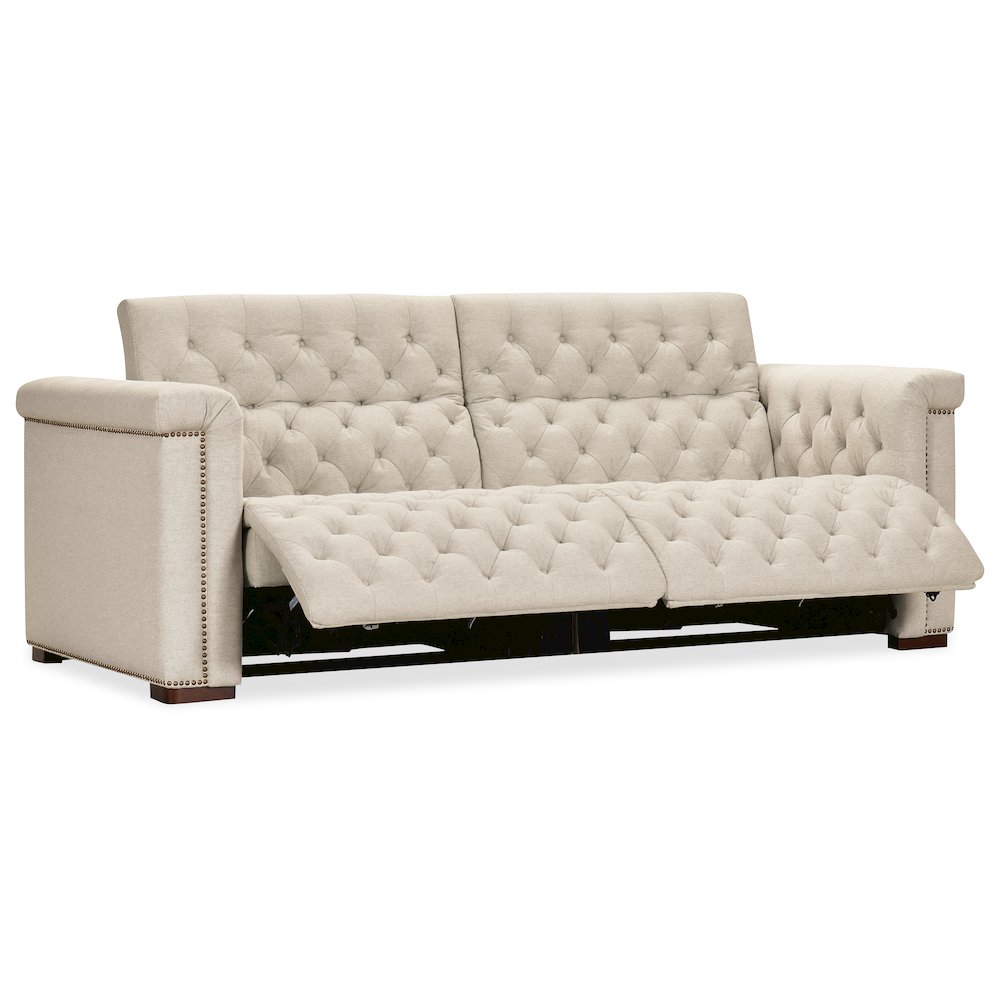 Savion Deux Beige Fabric Sofa with Power Recliners and Power Headrests. Picture 4