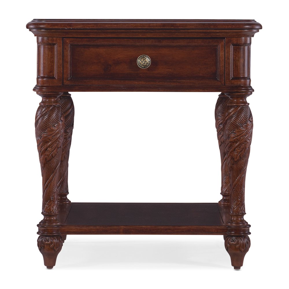 Hooker Furniture Charleston 1-Drawer Traditional Wood End Table in Cherry Brown. Picture 2