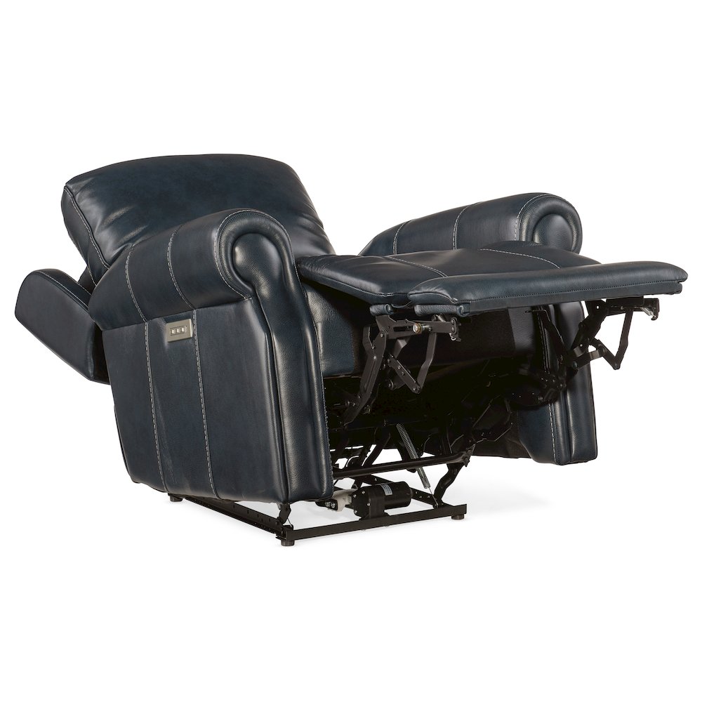 Eisley Power Recliner with Power Headrest & Lumbar in Blue Leather by Hooker. Picture 3