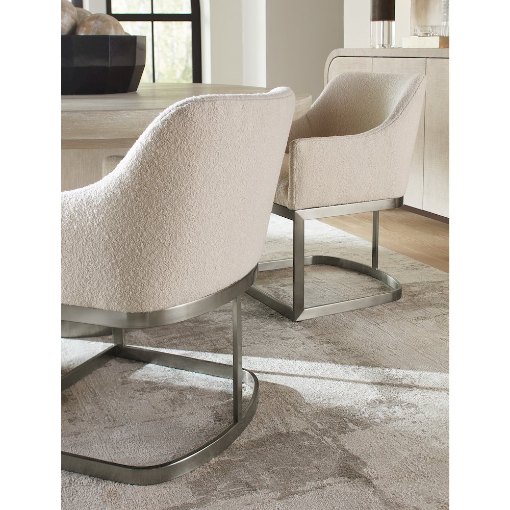 Modern Mood Upholstered Arm Chair w/ Metal Base in Pewter by Hooker Furniture. Picture 5