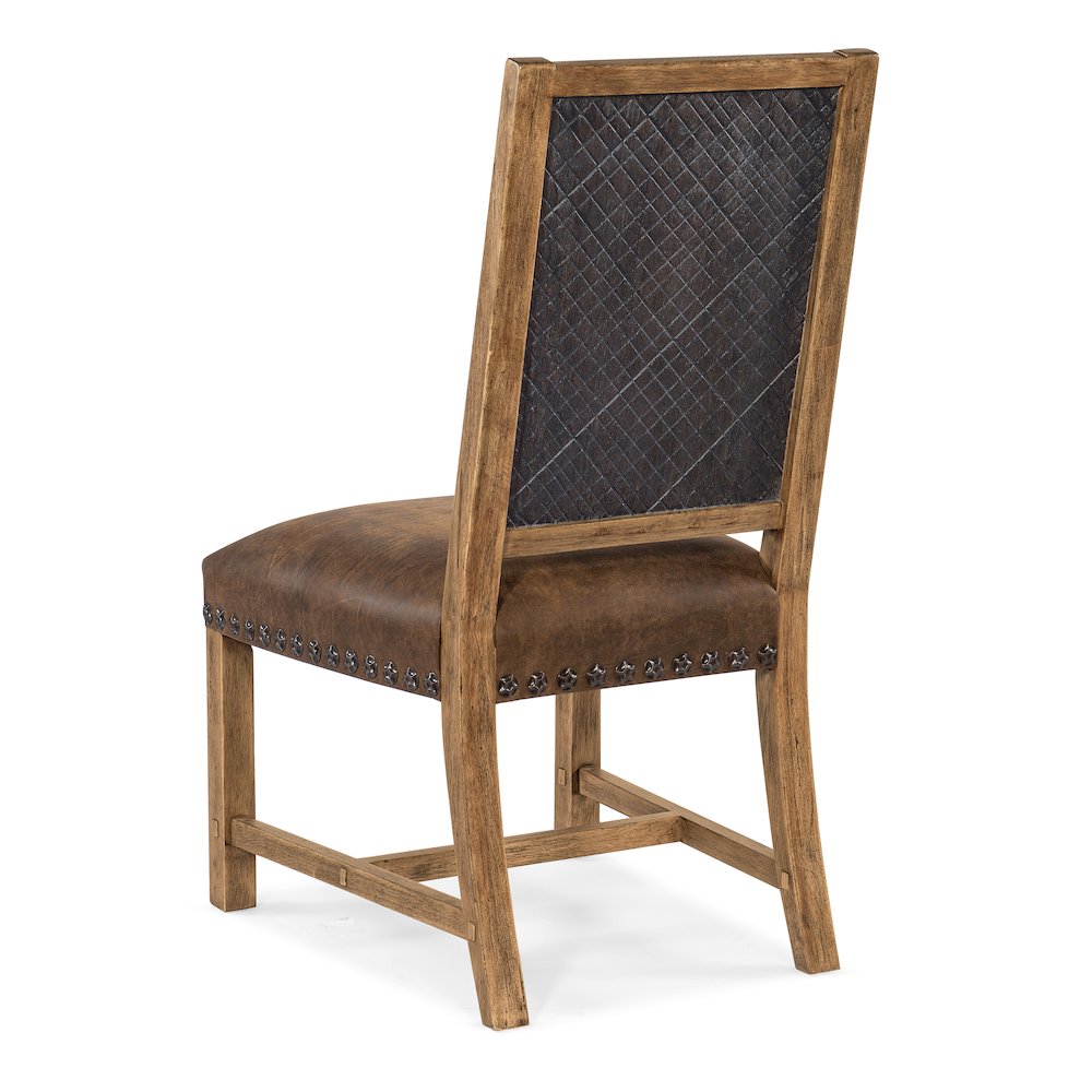 Hooker Furniture Big Sky Wood Fabric Leather Side Chair in Brown. Picture 2