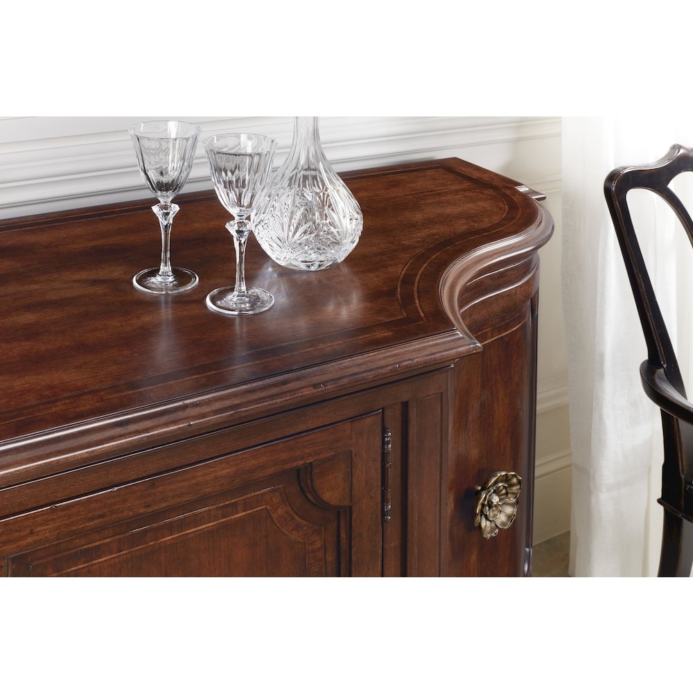 Charleston Four-Door Wood Buffet in Cherry Brown by Hooker Furniture. Picture 6