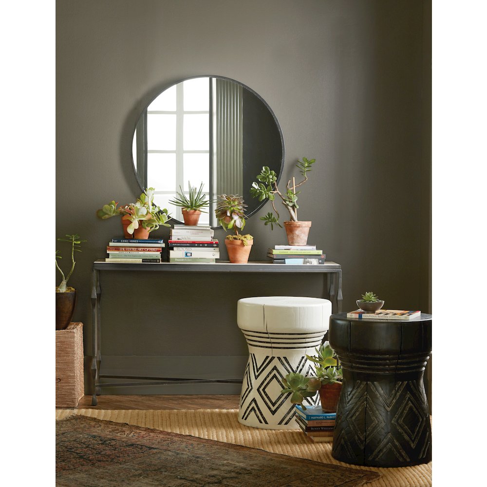 Commerce & Market Metal-Wood-Stone Console Table in Black by Hooker Furniture. Picture 7