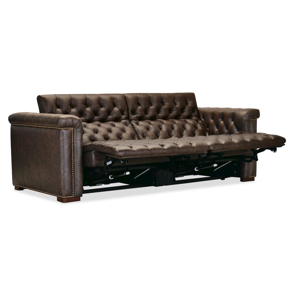 Savion Deux Brown Leather Sofa with Power Recliners and Power Headrests. Picture 4